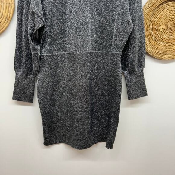 NEW $175 Michael Kors Black Silver Sparkle Long Sleeve Knit Mini Dress XL - Picture 4 of 7